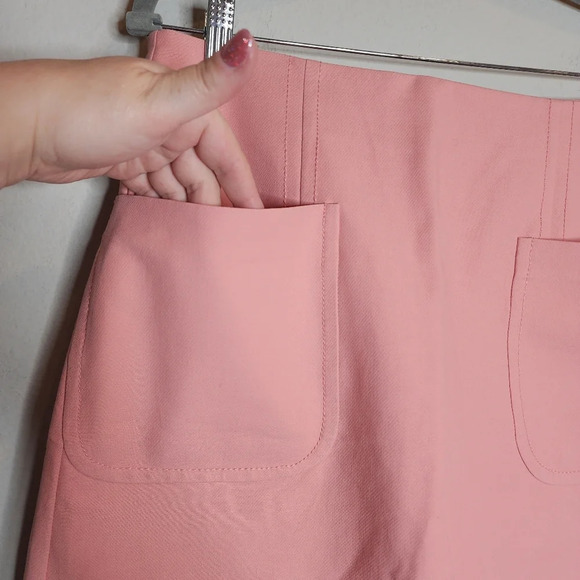 Ann Taylor Loft Pink Skirt Front Pockets Size 8 Twill Cotton Spandex - Picture 5 of 13